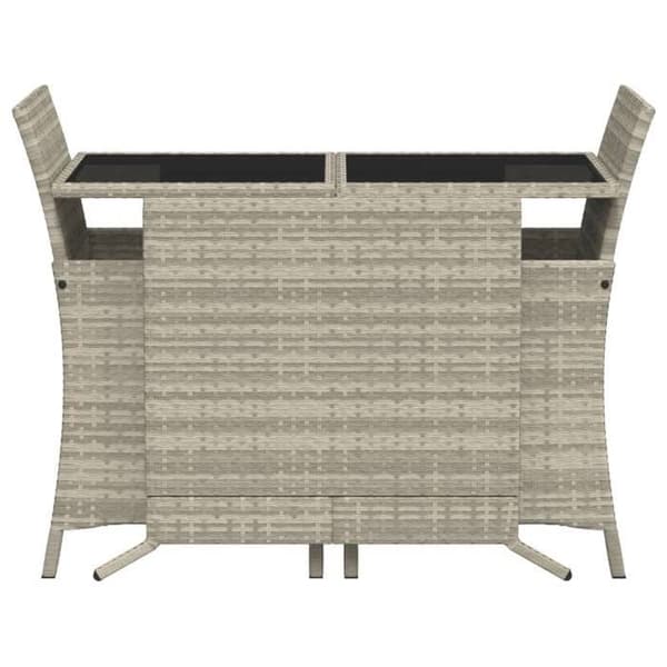 Maison Exclusive - Bistro-set 3 delar med ljusgrå kuddar i flätad resin
