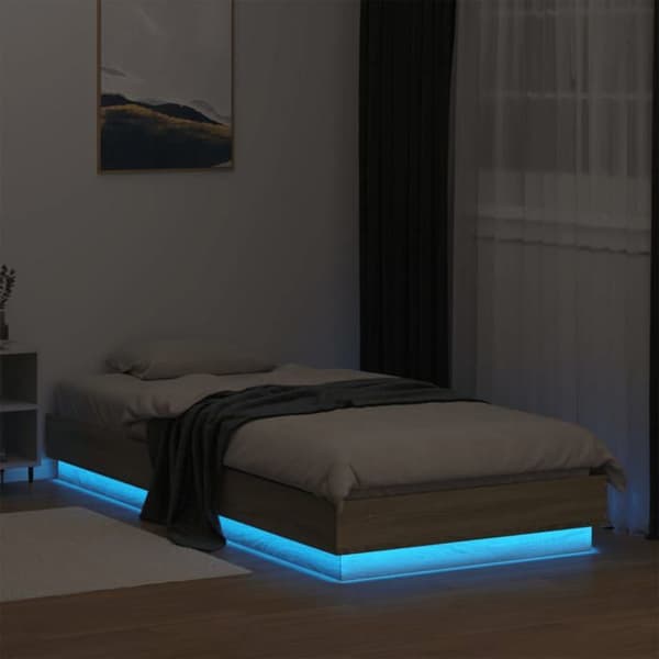 Maison Exclusive - Sängram utan madrass med LED-lampor 90x200 cm Ej specificerat