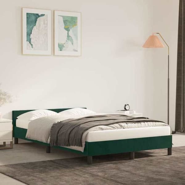 Sengestel - EKSKLUSIV HUS - 120 x 200 cm - Mørkegrønt velour - Lamelseng - Hovedgærde Mörkgrön