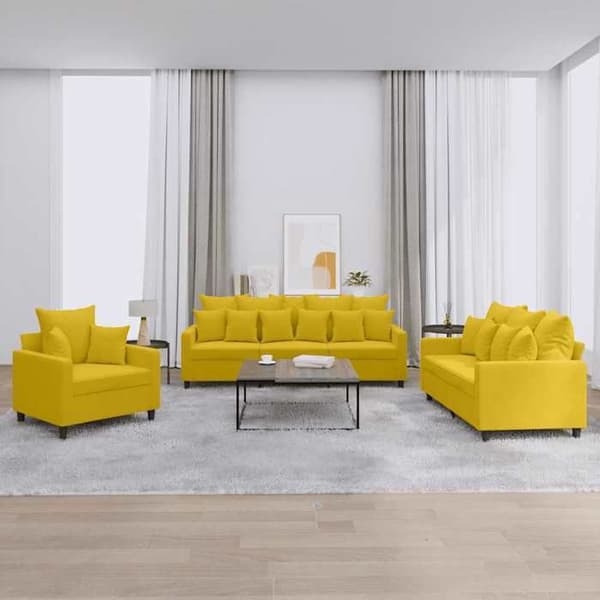 Maison Exclusive - 3 kpl:n sohvasetti, jossa keltaiset samettityynyt Gul (sammet)