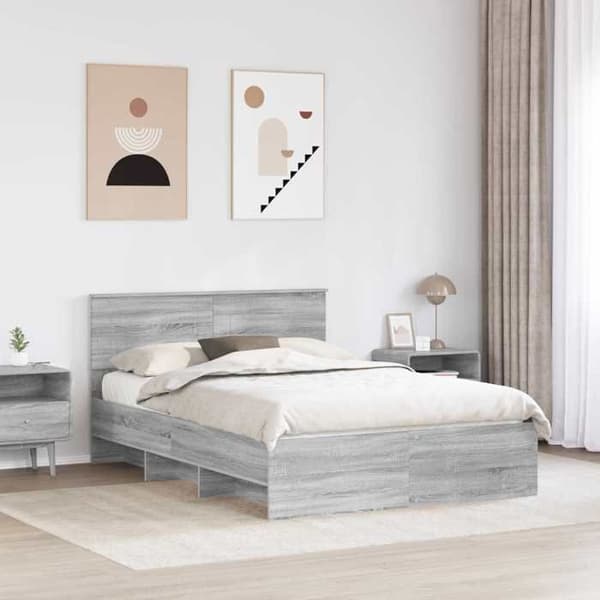 Maison Exclusive - Sängram Grå Sonoma 160 x 200 cm Ingenjörsträ