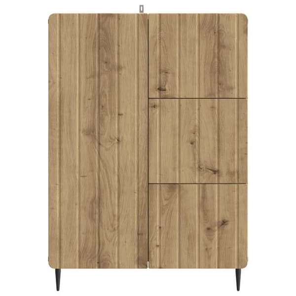 Maison Exclusive - Buffet i egetræ, håndlavet 66 x 34,5 x 91,5 cm, ingeniørtræ