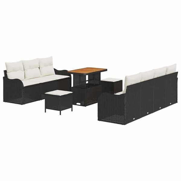 Trädgårdsmöbelset - EXKLUSIV HEM - Modulär - Svart - Polyrattan - Justerbart bord Svart
