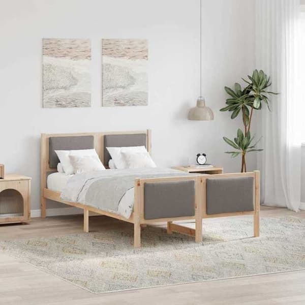Sengestel - EKSKLUSIV HUS - Standardmodel - Massiv fyr - Polstret hovedgærde i polyester - Lamelseng