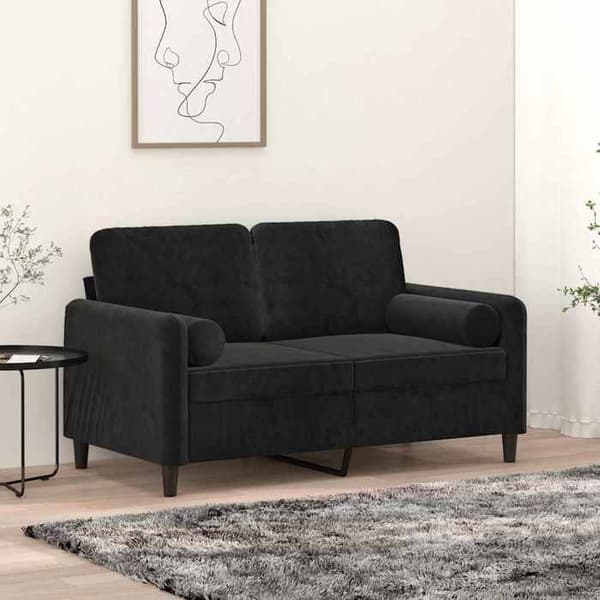 Maison Exclusive - Dekorative puder sæt af 2 Sort Ø15x50 cm Velour