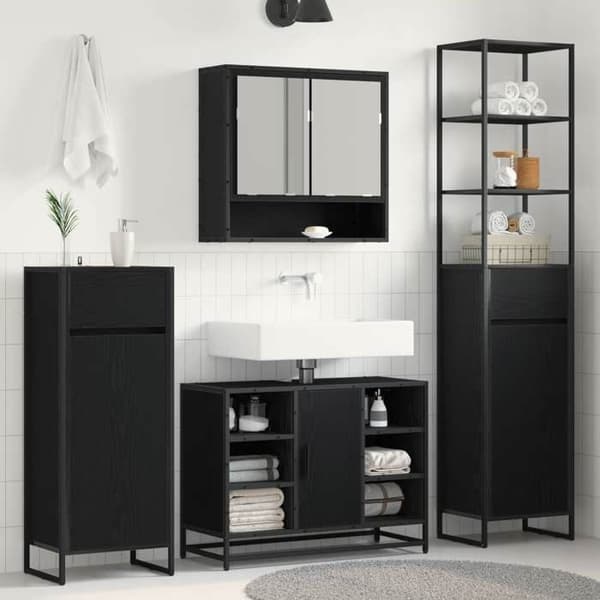 Maison Exclusive - Badeværelsesskab Sort eg 40 x 30 x 180 cm
