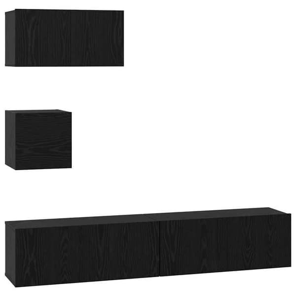 Maison Exclusive - TV-møbel sæt 4 dele 80 x 30 x 30 cm Sort eg svart ek