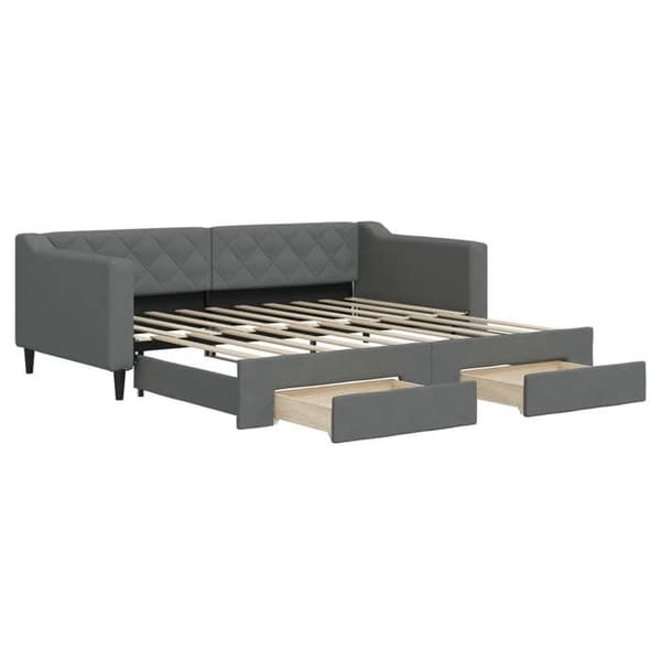 Päivävuode - EXCLUSIVE KOTI - 90x190 cm - vuodesohva - 2 laatikkoa - harmaa kangas