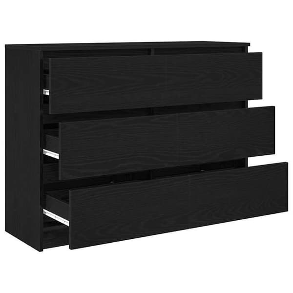Maison Exclusive - Buffet i sort egetræ 100x35x76 cm i ingeniørtræ svart ek
