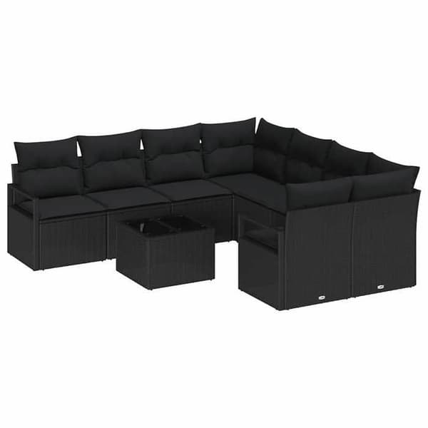 Maison Exclusive - 9 osan sohvasetti 8-hengen musta polyrottinki