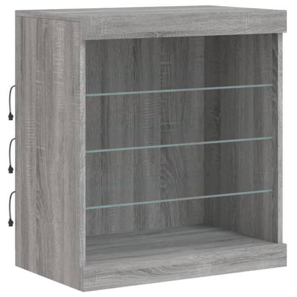 Maison Exclusive - Buffet med LED-lys sonoma grå 60,5x37x67 cm