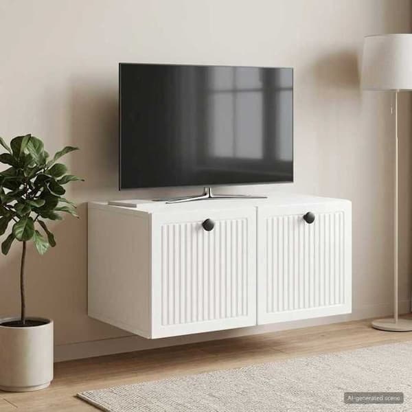 Exklusivt Hem - Väggmonterad TV-möbel Väggmontering Vit glansig 59,5 x 41 x 30 cm