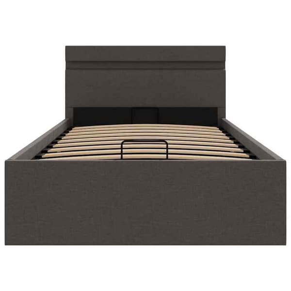 Sengestel med hydraulisk opbevaring - EKSKLUSIV HUS - 90x200 - Grå - Justerbar LED - USB-stik