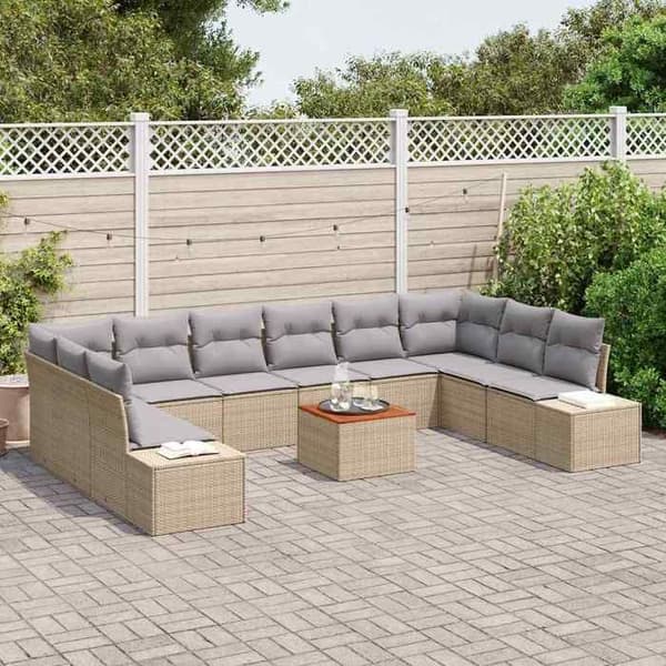 Maison Exclusive - 11-delars trädgårdsoff-set i beige och ljusgrå beige