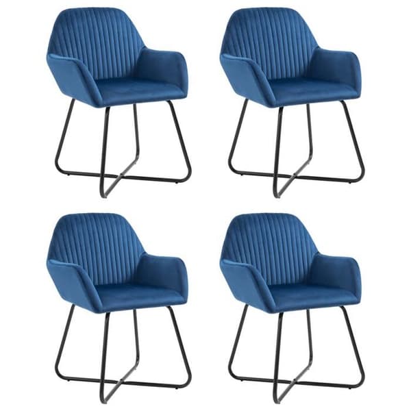 Maison Exclusive - Spisestole sæt af 4 Blå Velour Blå