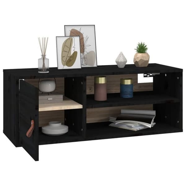 Maison Exclusive - Musta seinäkaappi 80x30x30 cm Massiivipine