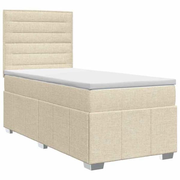 Maison Exclusive - Boxspring säng med madrass Crème 100 x 200 cm Tyg
