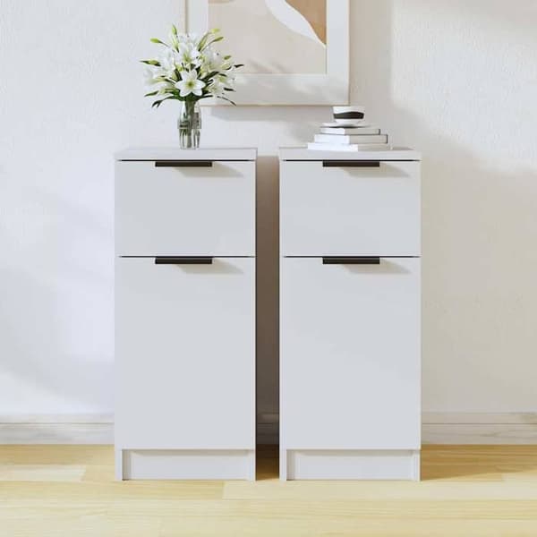 Maison Exclusive - Buffeter 2 stk hvid 30x30x70 cm ingeniørtræ