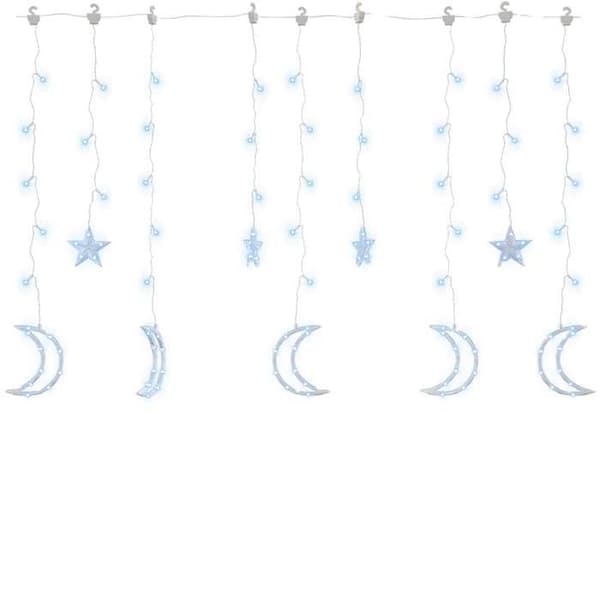 Lysguirlande - EKSKLUSIV HUS - Stjerne & Måne - 138 LED - 8 effekter - 3 m USB 5V kabel