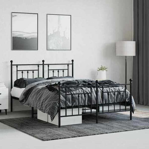 Sengestel - EKSKLUSIV HUS - 140x190 cm - Metal - Sort - Lamelseng Svart
