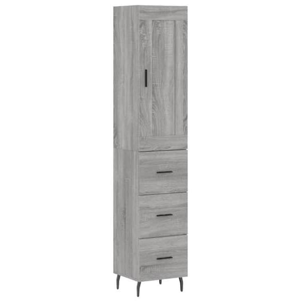 Maison Exclusive - Buffé hög Sonoma grå 34,5x34x180 cm Ingenjörsträ Sonoma grå
