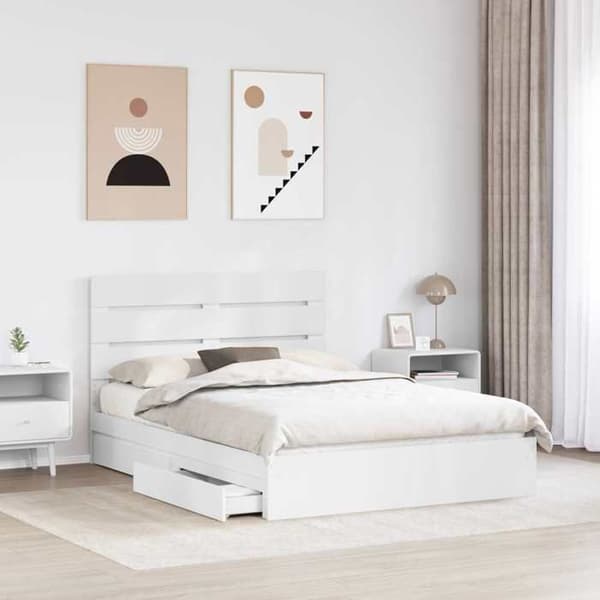 Maison Exclusive - Förvaringssäng Vit 160 x 200 cm Ingenjörsträ