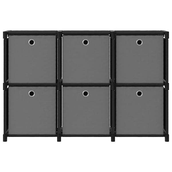 Maison Exclusive - Displayhylde 6 kuber og kasser Sort 103x30x72,5 cm Stof