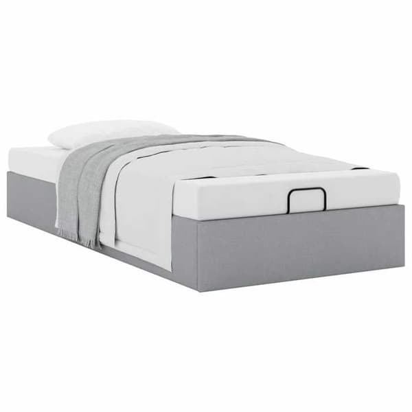 Sengestel ottoman - EKSKLUSIV HUS - 90x190 cm - Lys grå - Hydraulisk opbevaring - Lamelseng Ljusgrått