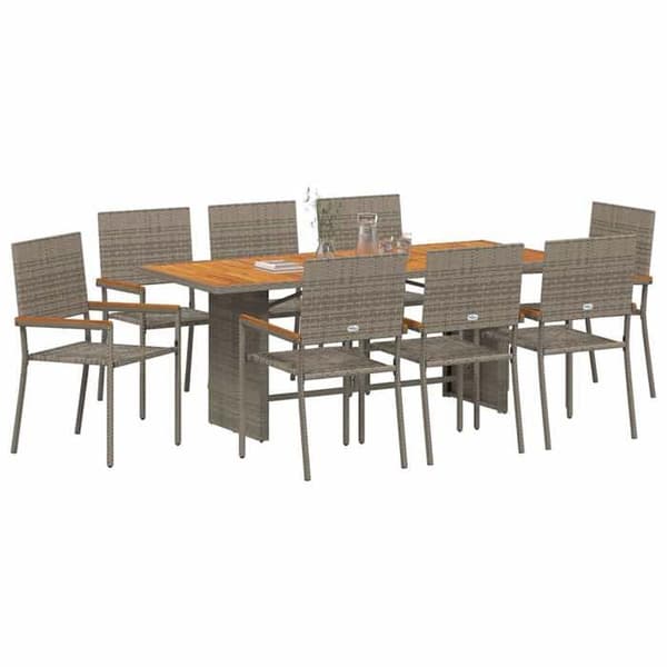 Maison Exclusive - 9 pc have spisebordssæt i grå polyrotin Grå