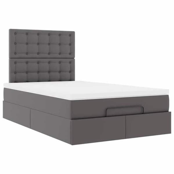 Maison Exclusive - Ottoman sengestel med grå madras 120x190 cm i kunstlæder grå