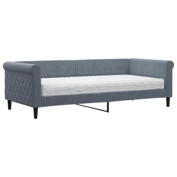 Maison Exclusive - Dagbädd med mörkgrå madrass 90x200 cm i sammet Mörkgrå