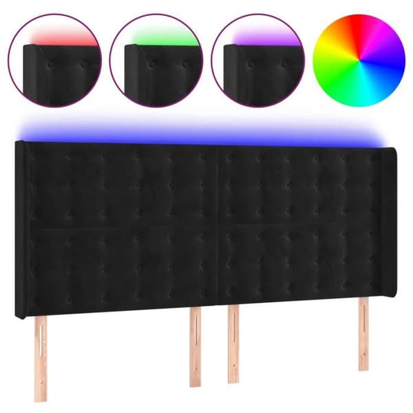 Maison Exclusive - LED-päätymustalla 183x16x118/128 cm sametti Svart