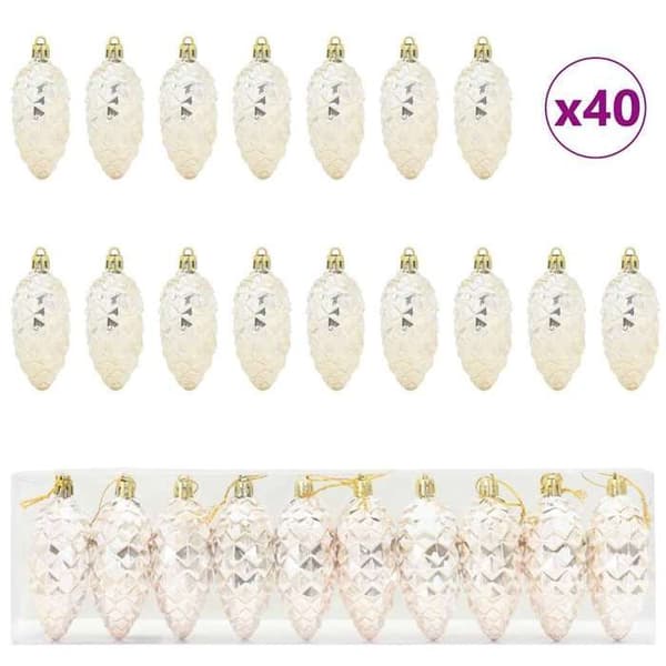 Maison Exclusive - Julefyrrekogle Bold 40 stk Champagne 4 x 9 cm Plastik