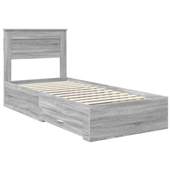 Maison Exclusive - Sängram Grå Sonoma 90 x 190 cm Ingenjörsträ