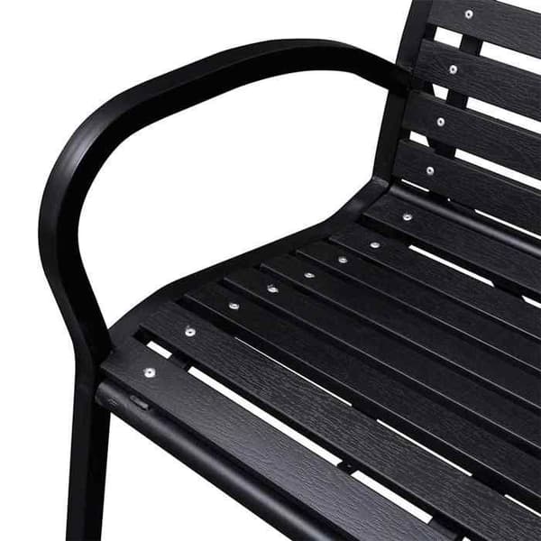 Maison Exclusive - Musta puutarhapenkki 116 cm Teräs ja WPC