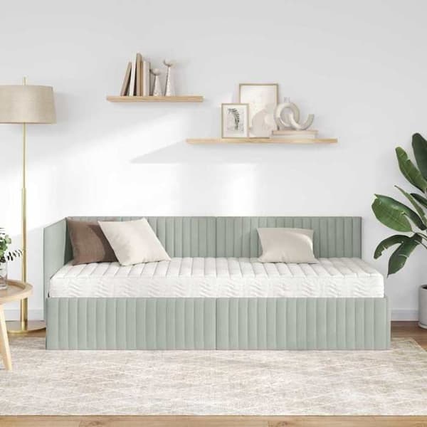 Maison Exclusive - Kulmasänky 2 osaa vaaleanharmaa 80 x 200 cm Ljusgrått