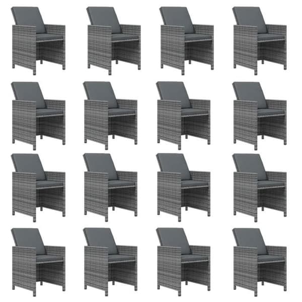 Trädgårdsmöbelset - EXKLUSIVT HUS - Flätad resin - 21 delar - Grå - Stålramar & skumkuddar Grå