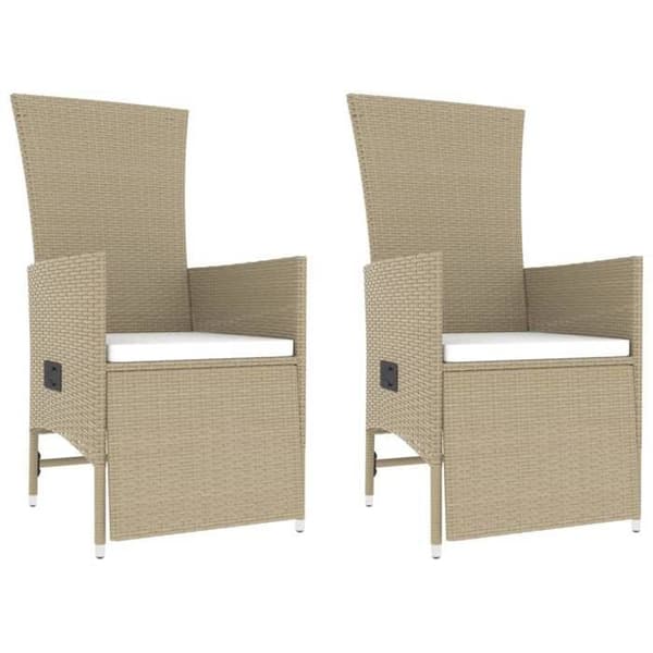 Maison Exclusive - 3 osan beige polyrottinki ja teräs puutarhakalustesarja