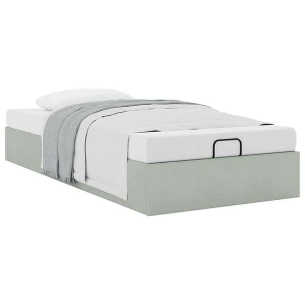 Maison Exclusive - Ottoman sänkyrunko ilman patjaa vaaleanharmaa 90x200 cm sametti Ljusgrått