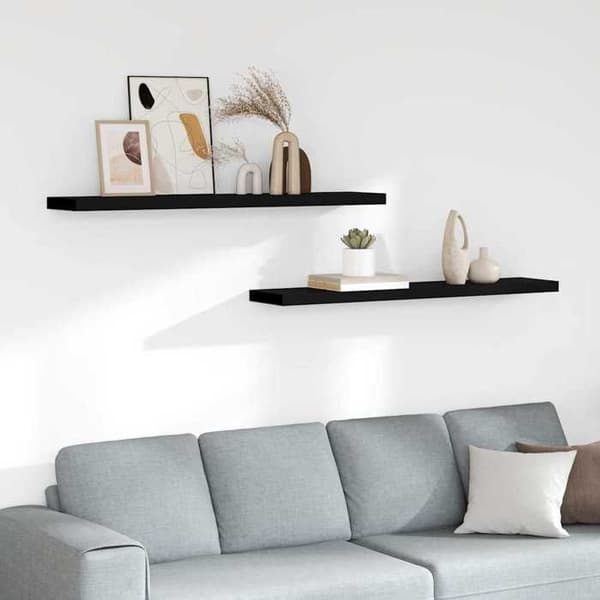Maison Exclusive - Flydende væghylder 2 stk sort 120x23,5x3,8 cm MDF