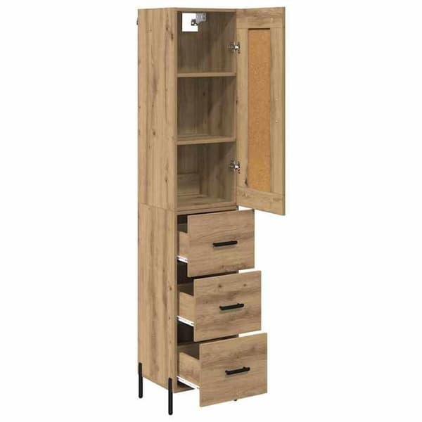Buffé hög - EXKLUSIVT HUS - Ek skåp - 34,5x34x180 cm - Ingenjörsträ - Nutida
