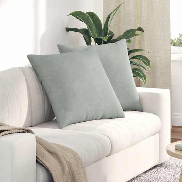 Sofa pude - MAISON EXCLUSIVE - 80 x 80 cm - Fløjl - Lys grå - Polyester fyld Ljusgrått