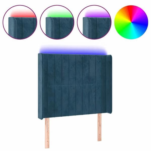 Maison Exclusive - Sänggavel med LED Blå mörk 93x16x118/128 cm Sammet