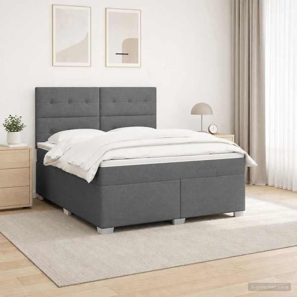 Maison Exclusive - Boxspring säng med madrass Mörkgrå 160 x 200 cm Tyg Mörkgrå