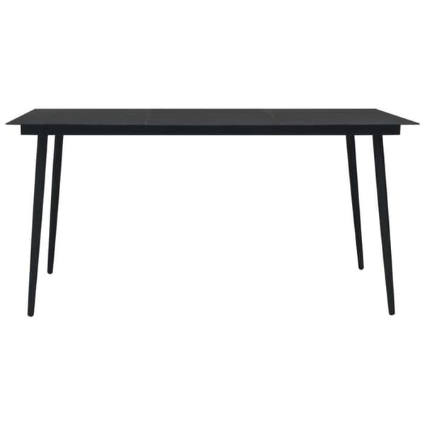 Havemøbler - EKSKLUSIVT HUS - Rattan PVC - 6 pladser - Sort - Glasplade Svart