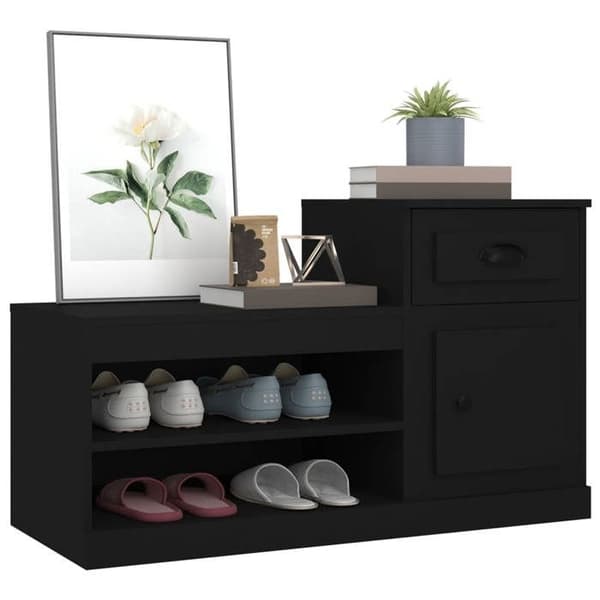 Maison Exclusive - Skoskab sort 100x42x60 cm ingeniørtræ