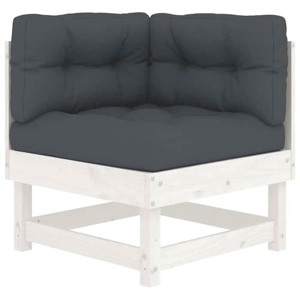 Maison Exclusive - Hörnsoffa med vita kuddar i solid furu
