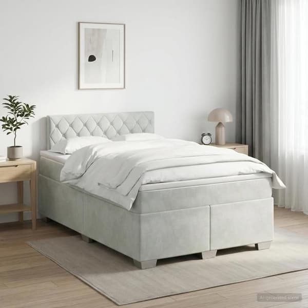 Maison Exclusive - Boxspring seng med madras Lys grå 120 x 190 cm Velour Ljusgrått