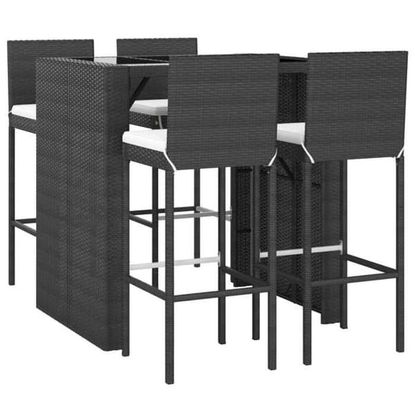Maison Exclusive - Havebar sæt 5 dele med sorte polyrattan puder Svart