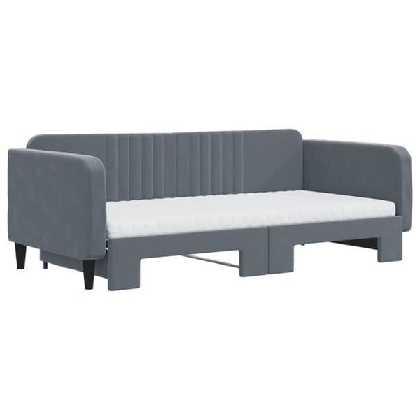 Maison Exclusive - Dagbädd och utdragssäng med mörkgrå madrass 100x200 cm sammet Mörkgrå